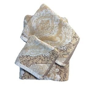 Jaclyn Smith Towel Set Bath & Hand Towel Washcloth  100% Cotton VTG Neutrals